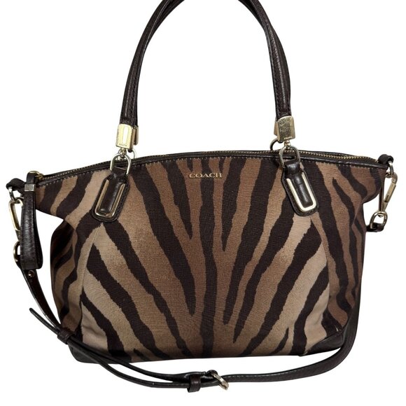 COACH Madison Kelsey Zebra Print Satchel Shoulder Crossbody Bag 28093 *No Tag - Picture 1 of 12